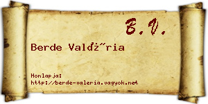 Berde Valéria névjegykártya
